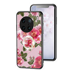 Funda Bumper Silicona Gel Espejo Flores Carcasa S01 para Vivo X90 Pro+ Plus 5G Rojo