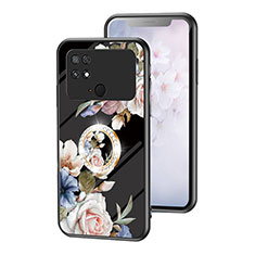 Funda Bumper Silicona Gel Espejo Flores Carcasa S01 para Xiaomi Poco C40 Negro