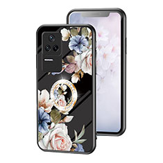 Funda Bumper Silicona Gel Espejo Flores Carcasa S01 para Xiaomi Redmi K40S 5G Negro