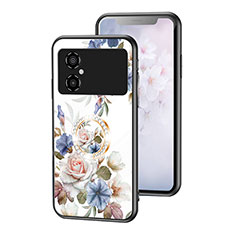 Funda Bumper Silicona Gel Espejo Flores Carcasa S01 para Xiaomi Redmi Note 11R 5G Blanco