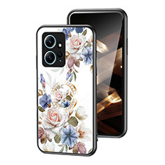 Funda Bumper Silicona Gel Espejo Flores Carcasa S01 para Xiaomi Redmi Note 12 4G Blanco