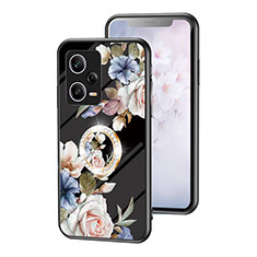 Funda Bumper Silicona Gel Espejo Flores Carcasa S01 para Xiaomi Redmi Note 12 Pro 5G Negro