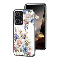 Funda Bumper Silicona Gel Espejo Flores Carcasa S01 para Xiaomi Redmi Note 12 Turbo 5G Blanco