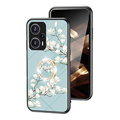 Funda Bumper Silicona Gel Espejo Flores Carcasa S01 para Xiaomi Redmi Note 12 Turbo 5G Cian