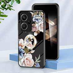 Funda Bumper Silicona Gel Espejo Flores Carcasa S01 para Xiaomi Redmi Note 13 Pro+ Plus 5G Negro