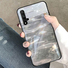 Funda Bumper Silicona Gel Espejo Patron de Moda Carcasa D01 para Huawei Nova 5T Gris