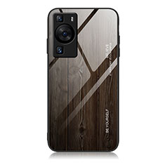 Funda Bumper Silicona Gel Espejo Patron de Moda Carcasa JM1 para Huawei P60 Gris Oscuro