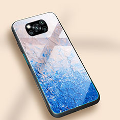 Funda Bumper Silicona Gel Espejo Patron de Moda Carcasa JM1 para Xiaomi Poco X3 NFC Azul