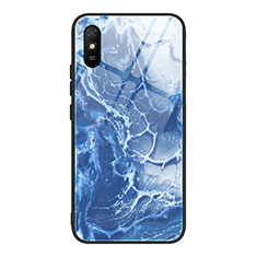 Funda Bumper Silicona Gel Espejo Patron de Moda Carcasa JM1 para Xiaomi Redmi 9i Azul Real