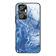 Funda Bumper Silicona Gel Espejo Patron de Moda Carcasa JM1 para Xiaomi Redmi Note 10 Pro 4G Azul Real