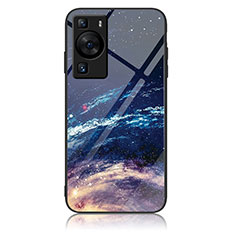 Funda Bumper Silicona Gel Espejo Patron de Moda Carcasa JM2 para Huawei P60 Pro Azul