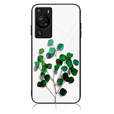 Funda Bumper Silicona Gel Espejo Patron de Moda Carcasa JM2 para Huawei P60 Pro Verde