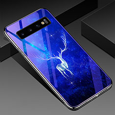 Funda Bumper Silicona Gel Espejo Patron de Moda Carcasa K01 para Samsung Galaxy S10 Plus Azul