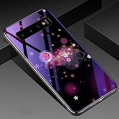 Funda Bumper Silicona Gel Espejo Patron de Moda Carcasa K01 para Samsung Galaxy S10 Plus Morado