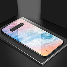 Funda Bumper Silicona Gel Espejo Patron de Moda Carcasa K07 para Samsung Galaxy S10 Plus Naranja