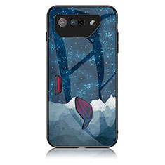 Funda Bumper Silicona Gel Espejo Patron de Moda Carcasa LS1 para Asus ROG Phone 7 Ultimate Azul