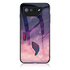 Funda Bumper Silicona Gel Espejo Patron de Moda Carcasa LS1 para Asus ROG Phone 7 Ultimate Morado