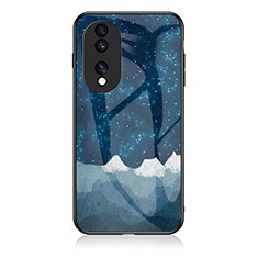 Funda Bumper Silicona Gel Espejo Patron de Moda Carcasa LS1 para Huawei Honor 70 5G Azul