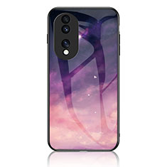 Funda Bumper Silicona Gel Espejo Patron de Moda Carcasa LS1 para Huawei Honor 70 Pro 5G Morado