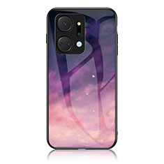 Funda Bumper Silicona Gel Espejo Patron de Moda Carcasa LS1 para Huawei Honor X7a Morado