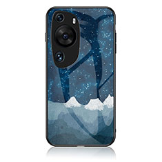 Funda Bumper Silicona Gel Espejo Patron de Moda Carcasa LS1 para Huawei P60 Art Azul