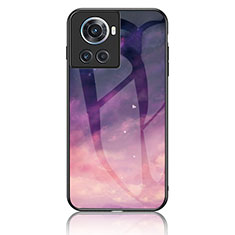 Funda Bumper Silicona Gel Espejo Patron de Moda Carcasa LS1 para OnePlus 10R 5G Morado