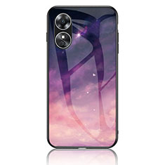 Funda Bumper Silicona Gel Espejo Patron de Moda Carcasa LS1 para Oppo A17 Morado