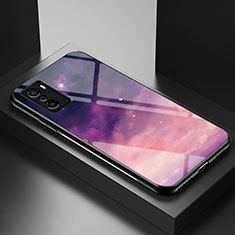 Funda Bumper Silicona Gel Espejo Patron de Moda Carcasa LS1 para Oppo A55S 5G Morado