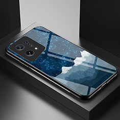 Funda Bumper Silicona Gel Espejo Patron de Moda Carcasa LS1 para Oppo Find X5 5G Azul