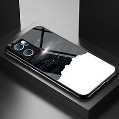 Funda Bumper Silicona Gel Espejo Patron de Moda Carcasa LS1 para Oppo Find X5 Lite 5G Negro