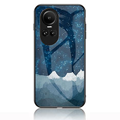 Funda Bumper Silicona Gel Espejo Patron de Moda Carcasa LS1 para Oppo Reno10 5G Azul