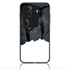 Funda Bumper Silicona Gel Espejo Patron de Moda Carcasa LS1 para Oppo Reno11 Pro 5G Negro