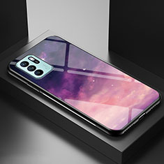 Funda Bumper Silicona Gel Espejo Patron de Moda Carcasa LS1 para Oppo Reno6 Z 5G Morado