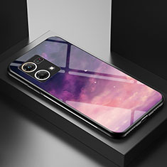 Funda Bumper Silicona Gel Espejo Patron de Moda Carcasa LS1 para Oppo Reno7 4G Morado