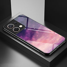 Funda Bumper Silicona Gel Espejo Patron de Moda Carcasa LS1 para Oppo Reno8 5G Morado