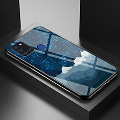 Funda Bumper Silicona Gel Espejo Patron de Moda Carcasa LS1 para Samsung Galaxy A21s Azul