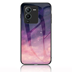 Funda Bumper Silicona Gel Espejo Patron de Moda Carcasa LS1 para Vivo V25 Pro 5G Morado