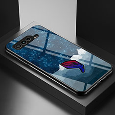 Funda Bumper Silicona Gel Espejo Patron de Moda Carcasa LS2 para Asus ROG Phone 5 Ultimate Azul