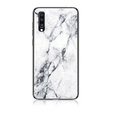 Funda Bumper Silicona Gel Espejo Patron de Moda Carcasa LS2 para Samsung Galaxy A70 Blanco