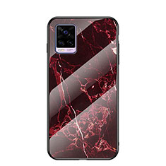 Funda Bumper Silicona Gel Espejo Patron de Moda Carcasa LS2 para Vivo V20 (2021) Rojo