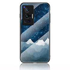 Funda Bumper Silicona Gel Espejo Patron de Moda Carcasa LS2 para Vivo X70 Pro 5G Azul