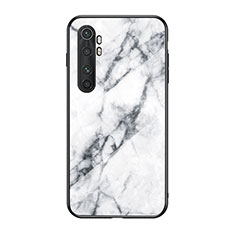 Funda Bumper Silicona Gel Espejo Patron de Moda Carcasa LS2 para Xiaomi Mi Note 10 Lite Blanco