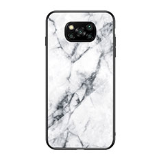 Funda Bumper Silicona Gel Espejo Patron de Moda Carcasa LS2 para Xiaomi Poco X3 Pro Blanco