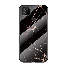 Funda Bumper Silicona Gel Espejo Patron de Moda Carcasa LS2 para Xiaomi Redmi 9 India Oro y Negro