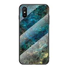 Funda Bumper Silicona Gel Espejo Patron de Moda Carcasa LS2 para Xiaomi Redmi 9A Azul