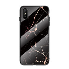 Funda Bumper Silicona Gel Espejo Patron de Moda Carcasa LS2 para Xiaomi Redmi 9A Oro y Negro