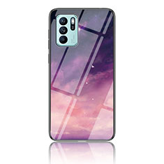 Funda Bumper Silicona Gel Espejo Patron de Moda Carcasa LS4 para Oppo Reno6 Z 5G Morado