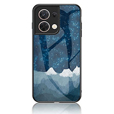 Funda Bumper Silicona Gel Espejo Patron de Moda Carcasa LS4 para Oppo Reno9 5G Azul