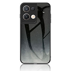 Funda Bumper Silicona Gel Espejo Patron de Moda Carcasa LS4 para Oppo Reno9 Pro+ Plus 5G Gris