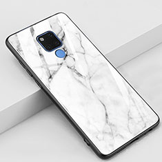 Funda Bumper Silicona Gel Espejo Patron de Moda Carcasa M01 para Huawei Mate 20 X 5G Blanco